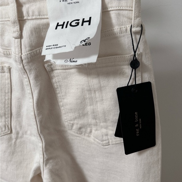 NWT RAG & BONE Nina High Rise Ankle Cigarette Ecru Jeans in 26 size - Picture 15 of 17